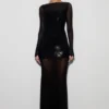 Lior Mesh Maxi Dress With Hotfix – Black Lior Mesh Maxi Dress With Hotfix – Black