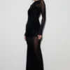 Lior Mesh Maxi Dress With Hotfix – Black Lior Mesh Maxi Dress With Hotfix – Black