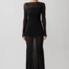 Lior Mesh Maxi Dress With Hotfix – Black Lior Mesh Maxi Dress With Hotfix – Black