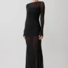 Lior Mesh Maxi Dress With Hotfix – Black Lior Mesh Maxi Dress With Hotfix – Black
