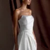 Lora Strapless Satin Mini Dress – White Lora Strapless Satin Mini Dress – White