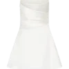 Lora Strapless Satin Mini Dress – White Lora Strapless Satin Mini Dress – White