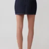 Loraine Mid Rise Denim Mini Skirt – Indigo Pinstripe Loraine Mid Rise Denim Mini Skirt – Indigo Pinstripe