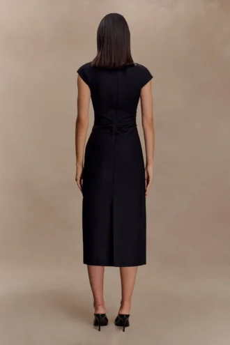 Lorena Cotton Midi Dress – Black