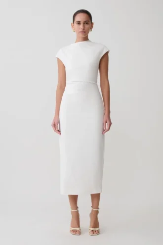 Lorena Cotton Midi Dress – White