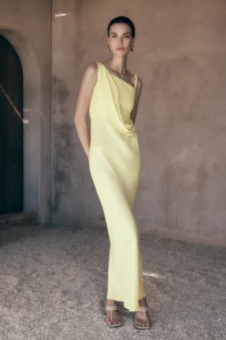 Lorieanne Draped Maxi Dress – Lemon