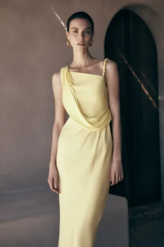 Lorieanne Draped Maxi Dress – Lemon