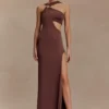 Lottie Slinky Maxi Dress With Split – Chocolate Lottie Slinky Maxi Dress With Split – Chocolate