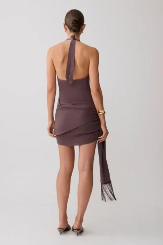 Lucien Cowl Neck Mini Dress – Peppercorn