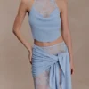 Lucy Lace And Knit Skirt – Cornflower Blue Lucy Lace And Knit Skirt – Cornflower Blue