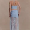 Lucy Lace And Knit Skirt – Cornflower Blue Lucy Lace And Knit Skirt – Cornflower Blue