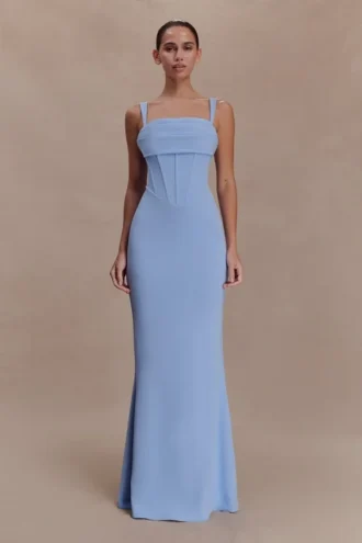 Luella Crepe Corset Maxi Dress – Cornflower Blue