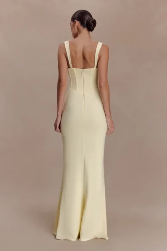 Luella Crepe Corset Maxi Dress – Lemon