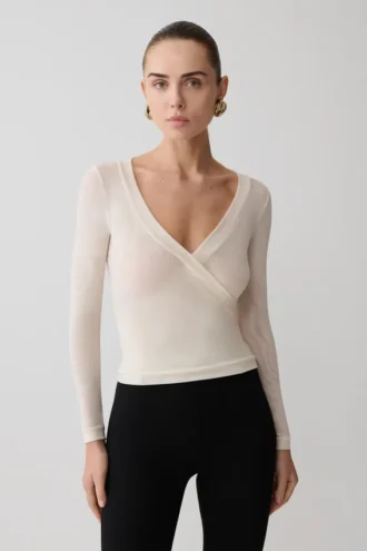 Lumi Long Sleeve Mesh Top – Bone