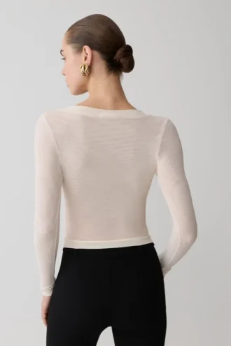 Lumi Long Sleeve Mesh Top – Bone