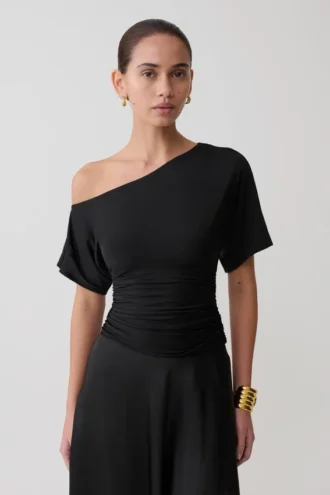 Luu Off Shoulder Slinky Top – Black