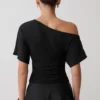 Luu Off Shoulder Slinky Top – Black