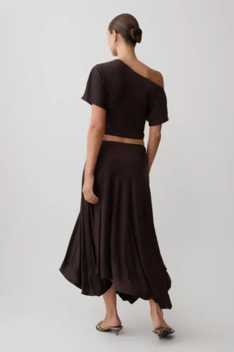 Luu Slinky Midi Skirt – Dark Chocolate