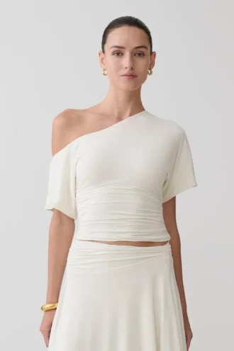Luu Off Shoulder Slinky Top – Ivory