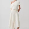 Luu Slinky Midi Skirt – Ivory