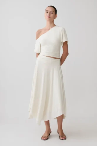 Luu Slinky Midi Skirt – Ivory