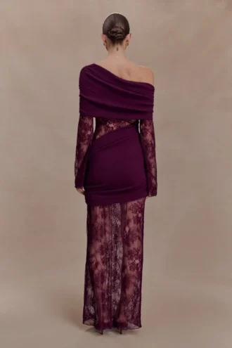 Luxie Lace Knit Maxi Dress – Plum