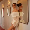 Luxie Lace Knit Mini Dress – Ivory