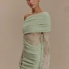 Luxie Lace Knit Mini Dress – Pastel Green