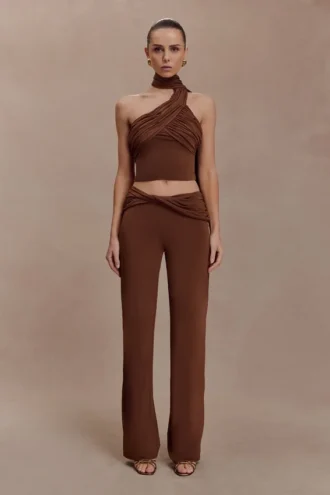 Lydia Slinky Straight Leg Pants – Chocolate