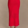Madeline Scallop Knit Midi Skirt – Red Madeline Scallop Knit Midi Skirt – Red