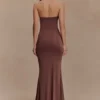 Madison Strapless Slinky Maxi Dress – Chocolate Madison Strapless Slinky Maxi Dress – Chocolate