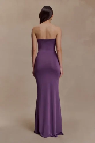 Madison Strapless Slinky Maxi Dress – Purple