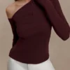 Maelle Off Shoulder Long Sleeve Top – Deep Chocolate