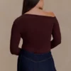 Maelle Off Shoulder Long Sleeve Top – Deep Chocolate