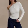 Maelle Off Shoulder Long Sleeve Top – Ivory