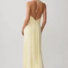 Maely Gathered Slinky Maxi Dress – Lemon