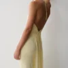 Maely Gathered Slinky Maxi Dress – Lemon
