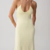 Maely Gathered Slinky Maxi Dress – Lemon