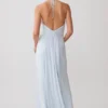 Maely Gathered Slinky Maxi Dress – Pale Blue Maely Gathered Slinky Maxi Dress – Pale Blue
