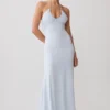 Maely Gathered Slinky Maxi Dress – Pale Blue Maely Gathered Slinky Maxi Dress – Pale Blue