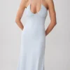 Maely Gathered Slinky Maxi Dress – Pale Blue Maely Gathered Slinky Maxi Dress – Pale Blue