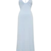 Maely Gathered Slinky Maxi Dress – Pale Blue Maely Gathered Slinky Maxi Dress – Pale Blue
