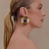 Maisie Round Gemstone Earrings – Gold