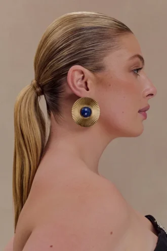 Maisie Round Gemstone Earrings – Gold