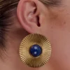 Maisie Round Gemstone Earrings – Gold