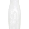 Maisie Strapless Sequin Midi Dress – White