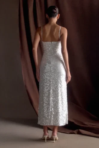 Makari Sequin Maxi Dress – White Makari Sequin Maxi Dress – White