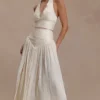 Makena Gathered Midi Skirt – Opal White