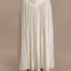 Makena Gathered Midi Skirt – Opal White