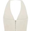Makena Gathered V Neck Top – Opal White